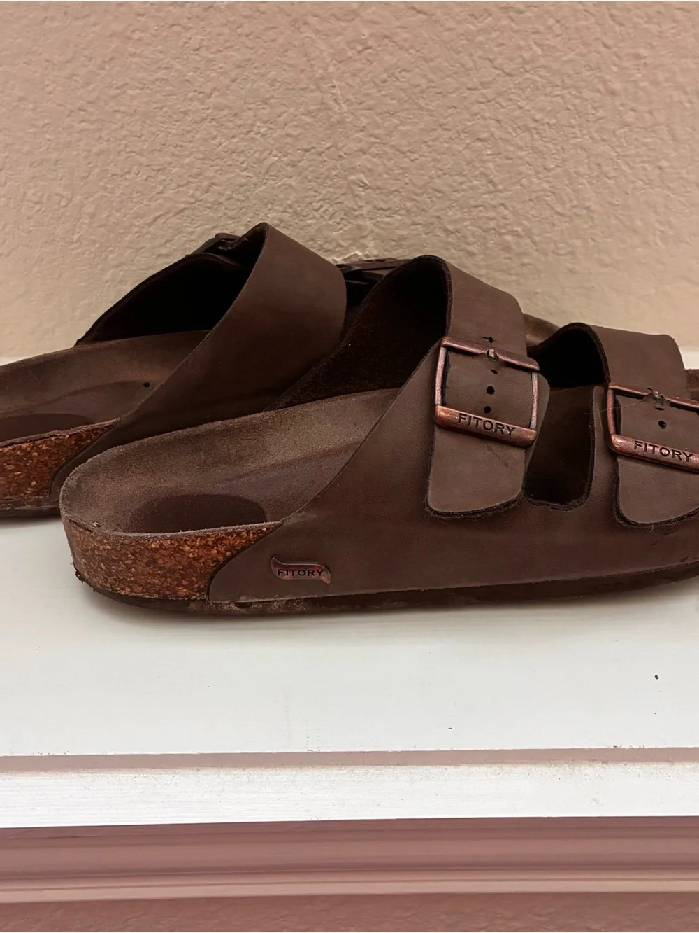 FITORY like Birkenstock Brown Two-Strap Arizona Cork Footbed Sandals